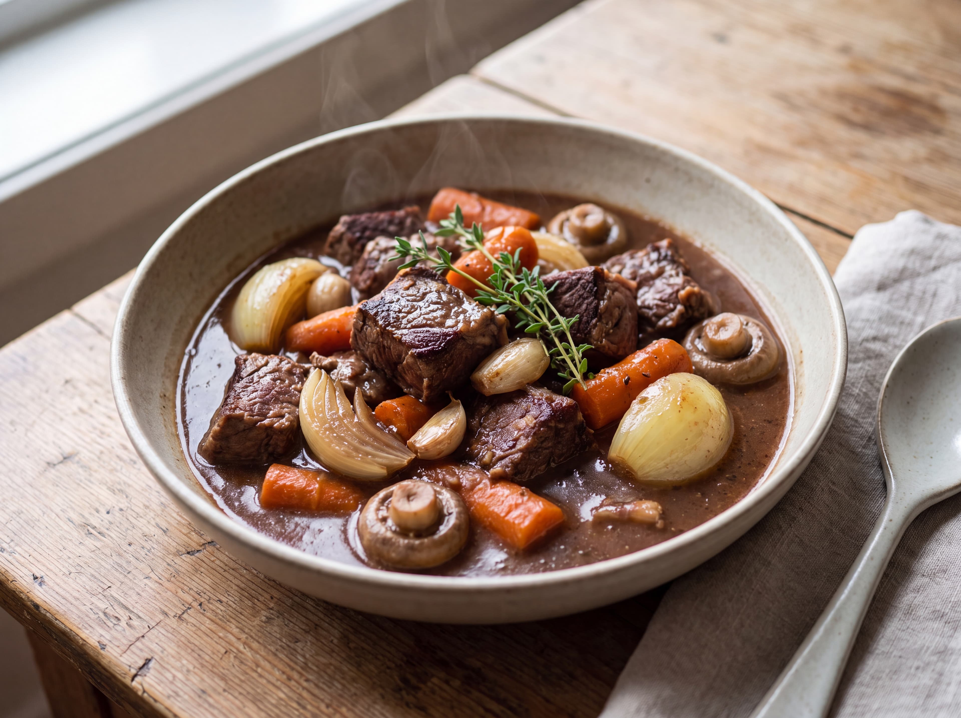 Boeuf Bourguignon Hverdagsgryte servert som ferdig middag