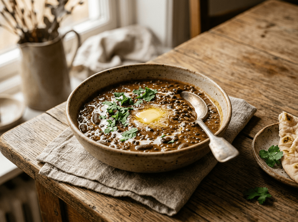 Dal makhani — kremet indisk linsegryte med smør og koriander