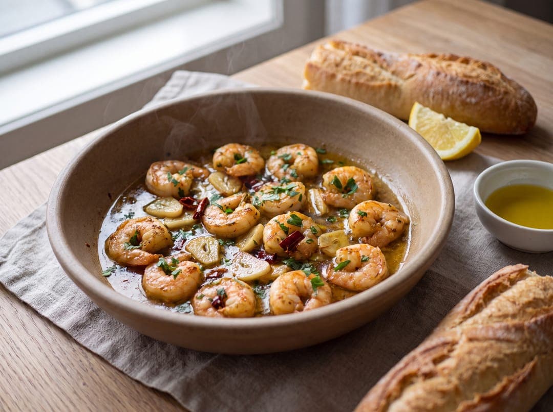 Gambas al ajillo — Spanske hvitløksreker servert som ferdig middag