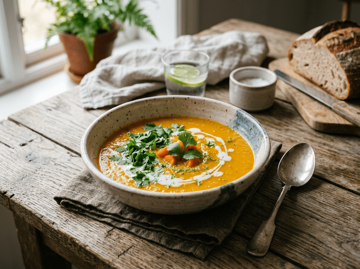 Gulrotsuppe med kokos, koriander og lime