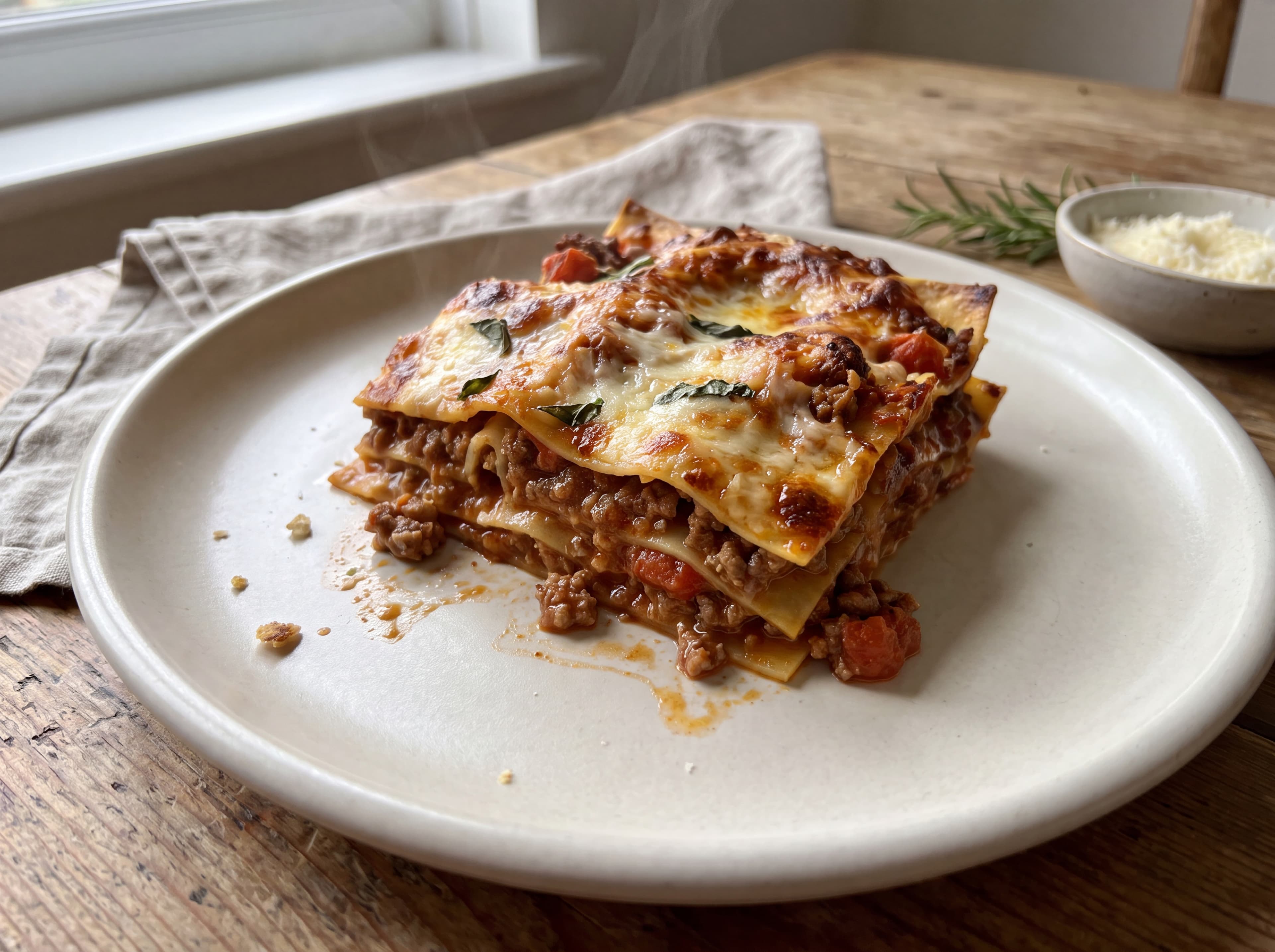 Italiensk lasagne al forno servert som ferdig middag