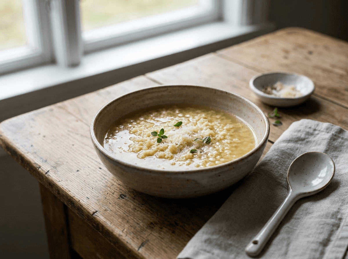 Pastina i brodo med parmesan