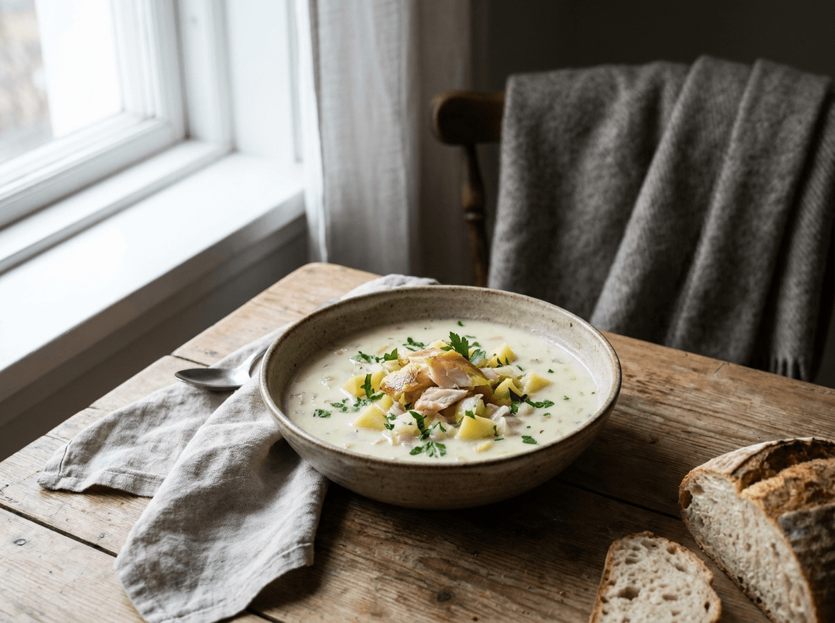 Skotsk cullen skink med røkt hyse