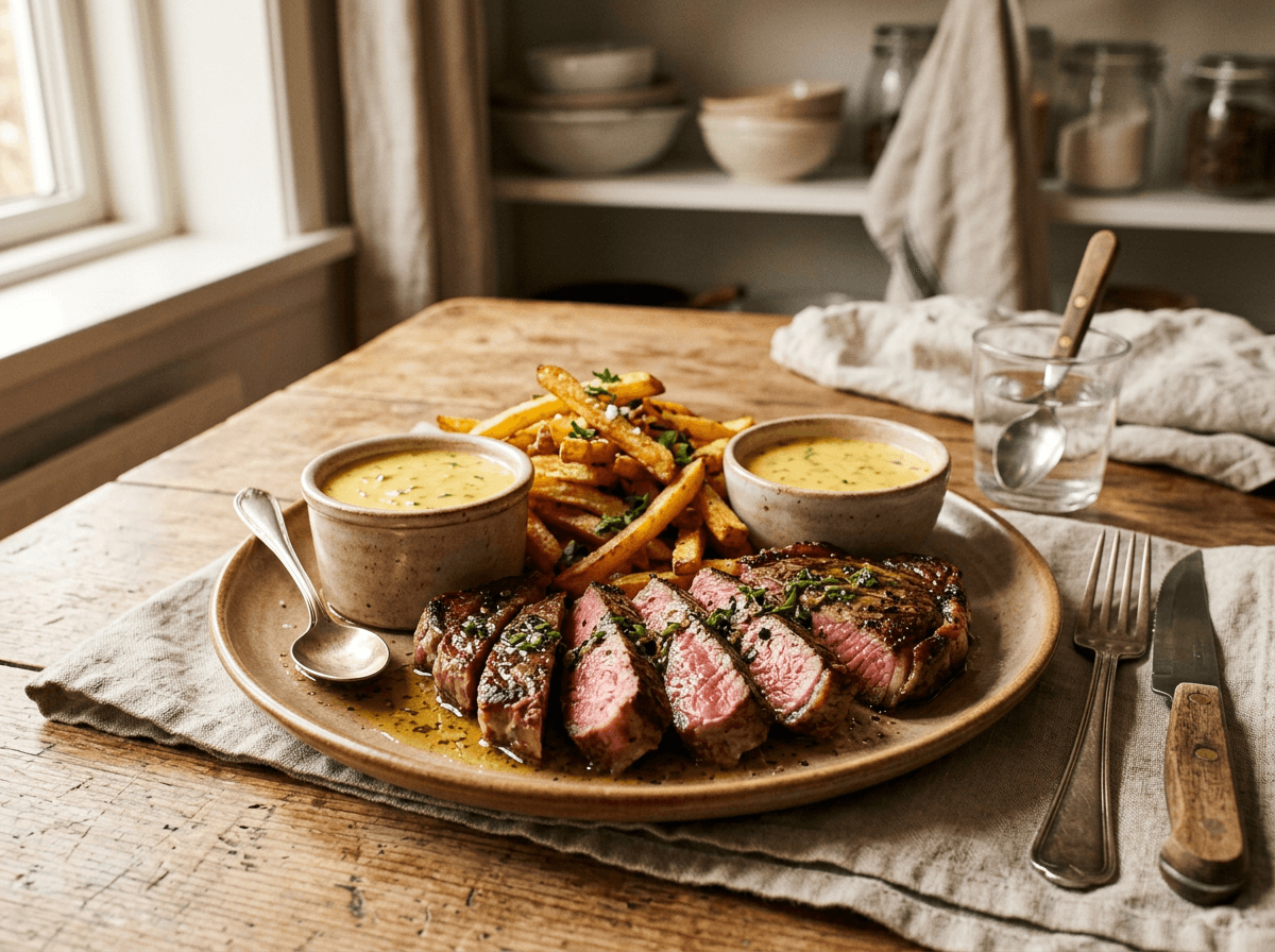 Steak frites — biff med pommes frites og béarnaisesaus
