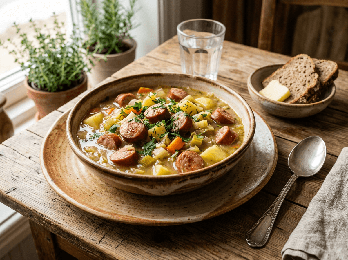Tysk eintopf — pølsegryte med grønnsaker